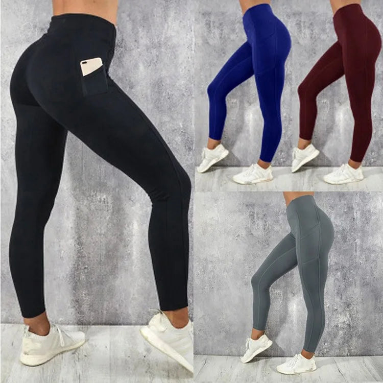 Pants with European and American Side Pockets,Mobile Phone Pocket, Multi-color Sports,Running, Fitness, Yoga,Base, Cropped Pants